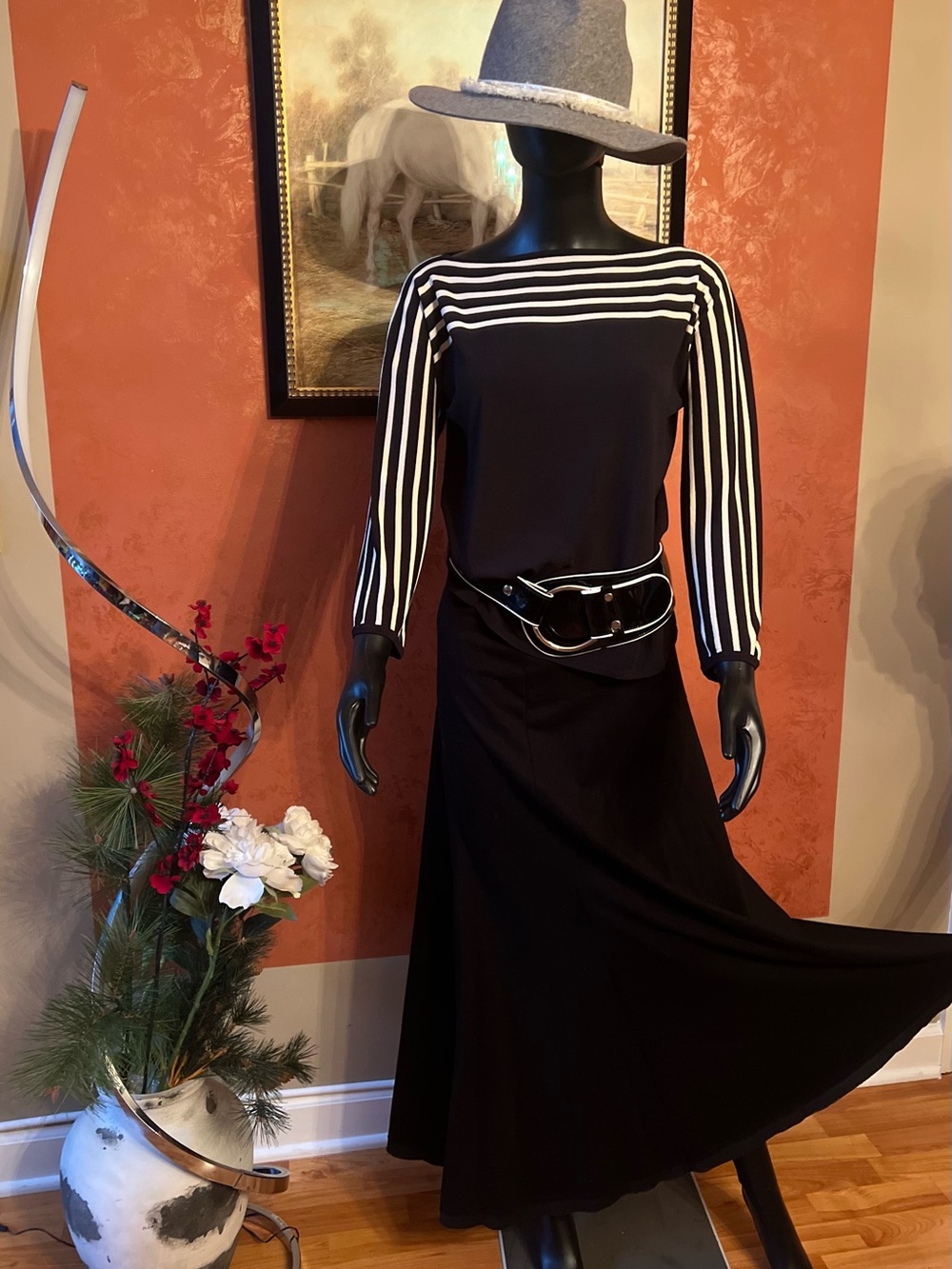 MaxMara Black and White Off-the-Shoulder Sweater